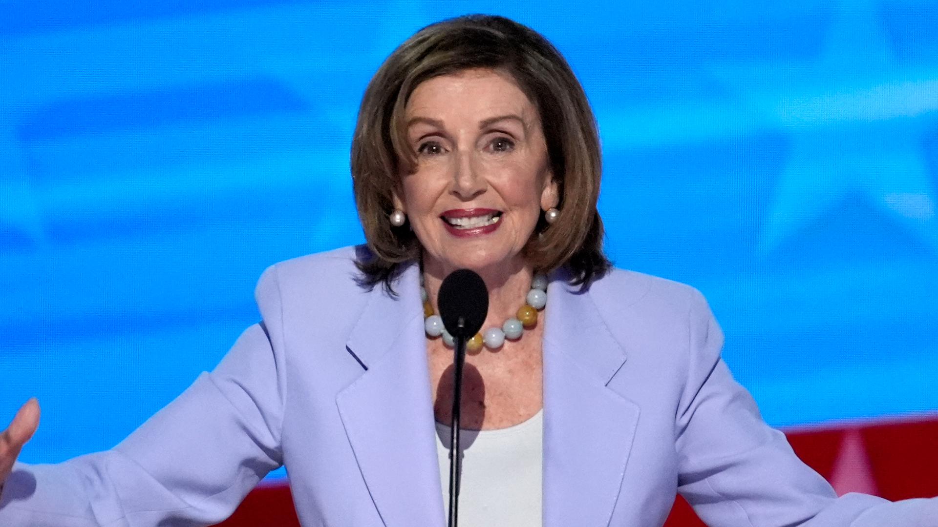 Rep. Nancy Pelosi delivered a full speech on day three of the 2024 Democratic National Convention in Chicago, Illinois.