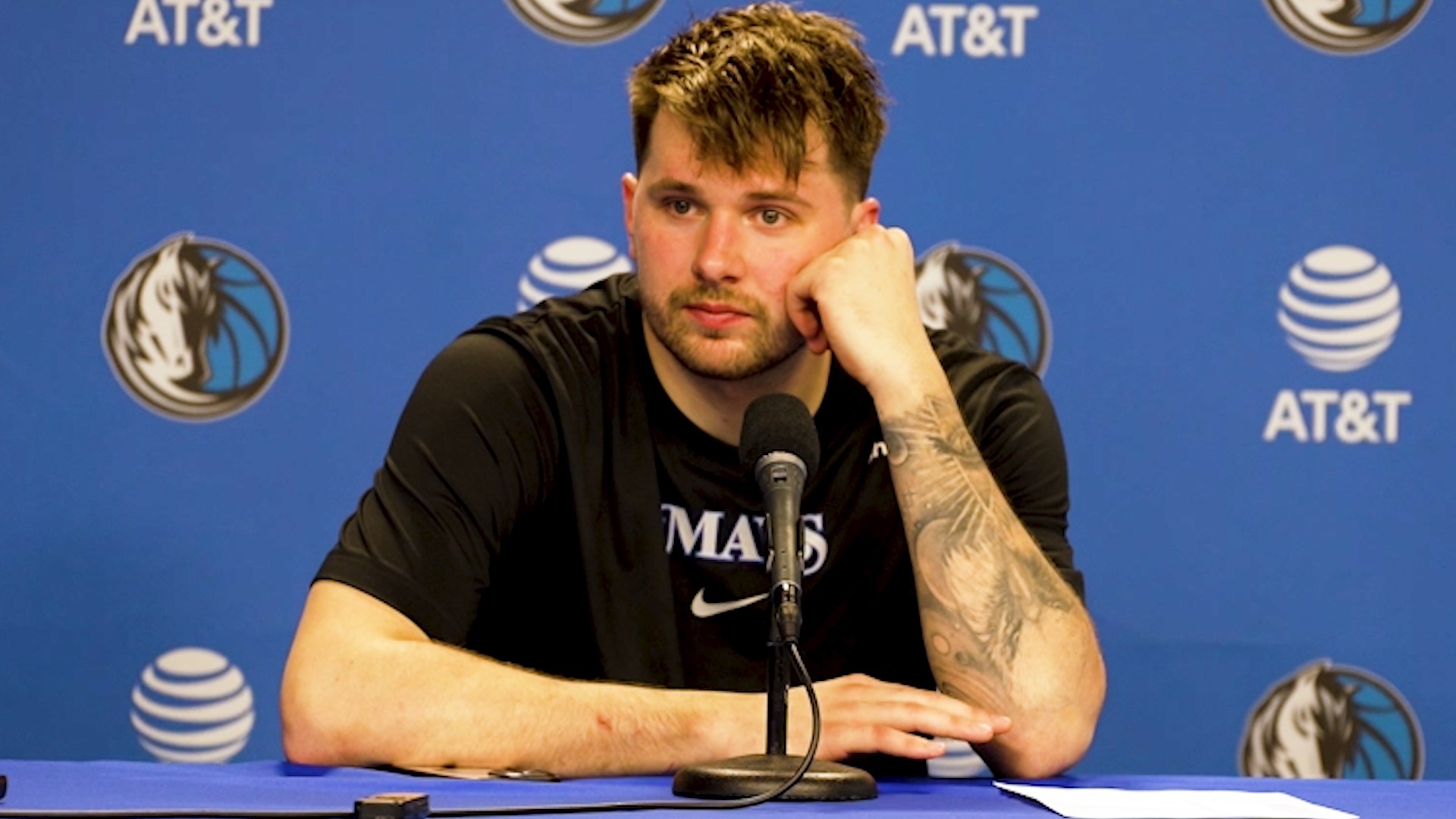 Luka Doncic talked to the media after the Dallas Mavericks lost to the Phoenix Suns 132-109 on Jan. 24, 2024.