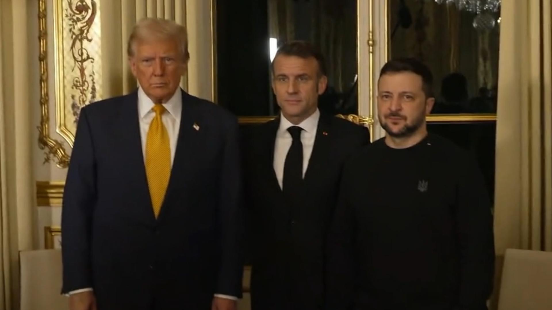 President-elect Trump, Ukrainian President Volodymyr Zelenskyy and French President Emmanuel Macron met at Palace Elysee in Paris on December 7, 2024.