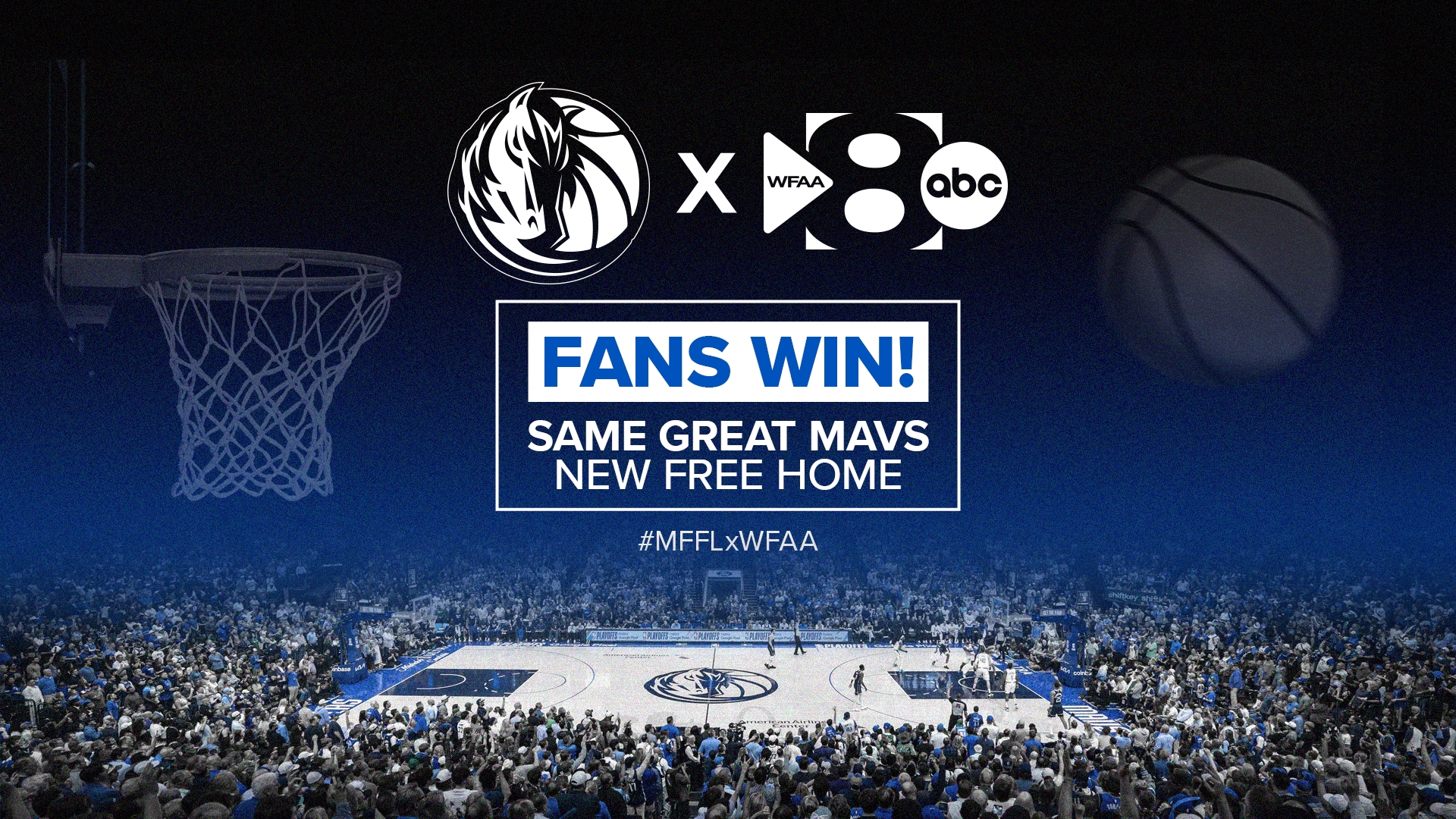 All non-nationally televised Mavericks games – 70 or more this upcoming season – will be broadcast for free over-the-air on either WFAA (Ch. 8) or KMPX (Ch. 29).