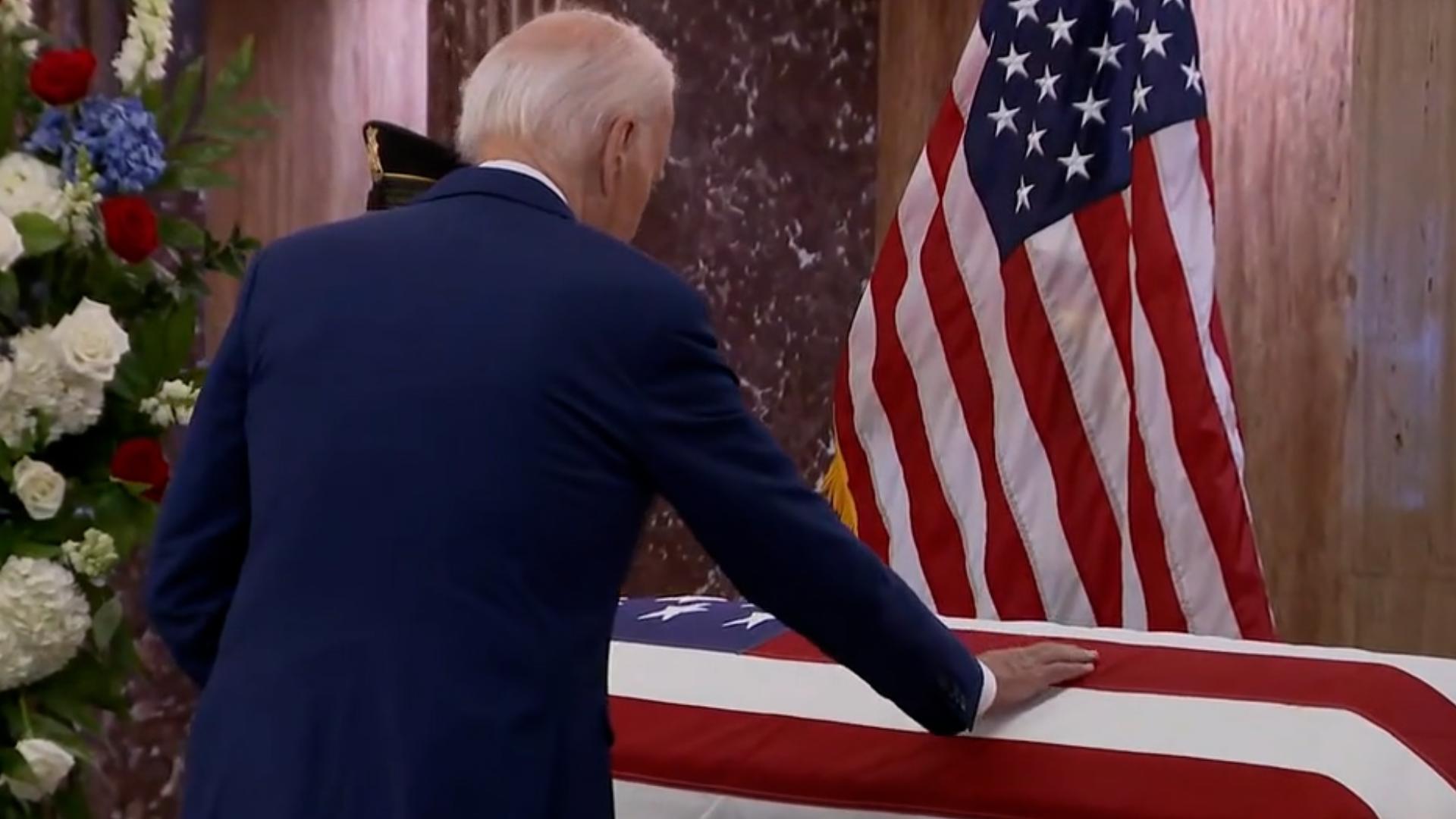 President Joe Biden stopped in Houston, Texas, to pay respects to Rep. Sheila Jackson Lee, who is lying in state in Houston City Hall.