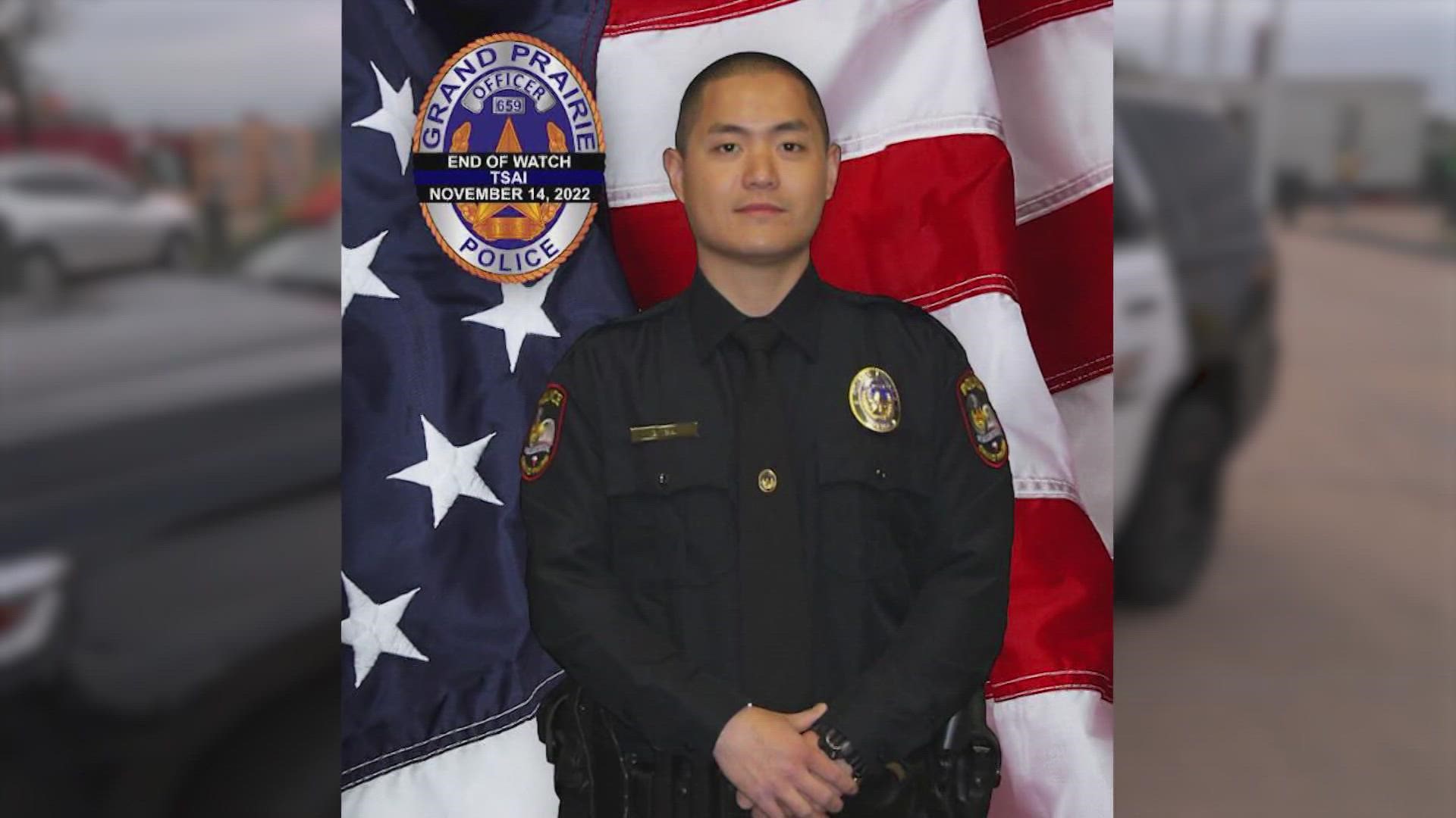 Officer Brandon Paul Tsai was killed after colliding with a light pole while pursuing a vehicle with a fake paper license plate.