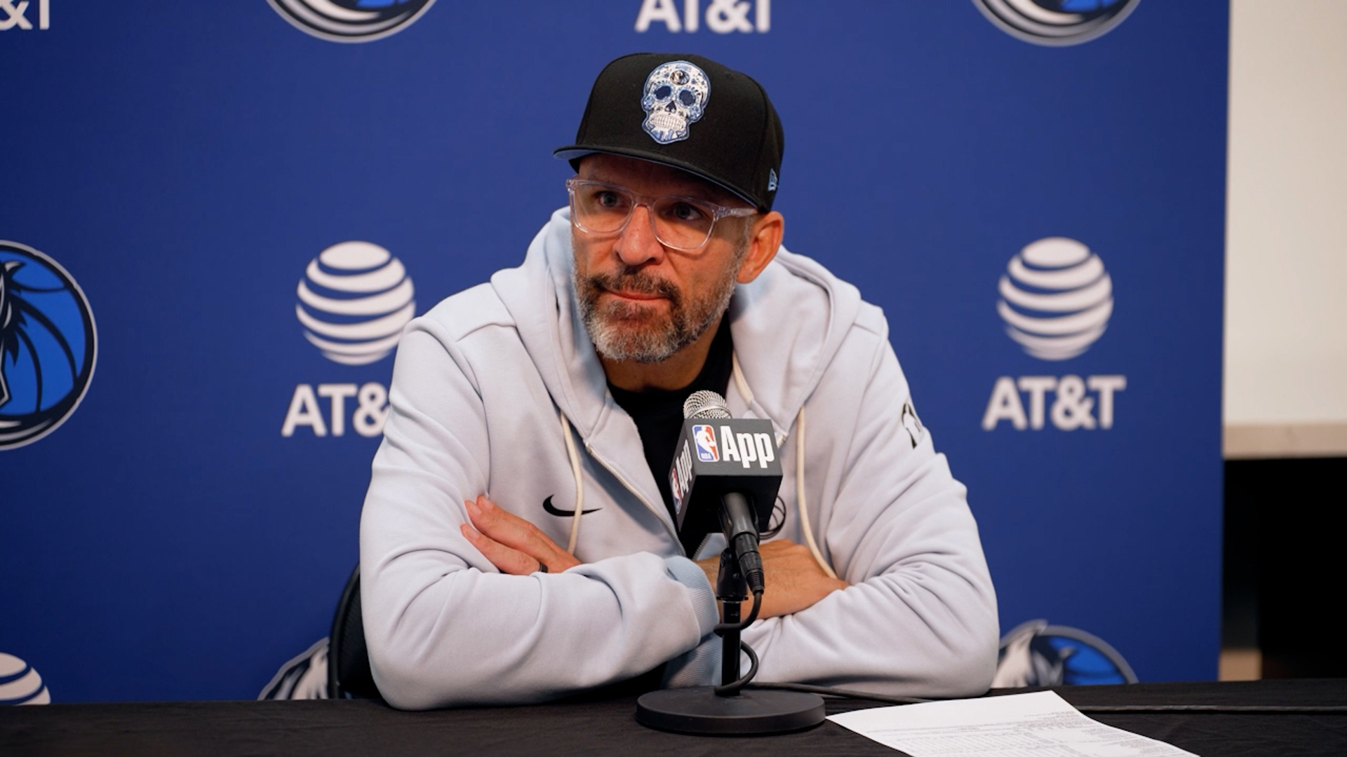 Coach Jason Kidd talks to media after the Mavericks Saturday night matchup with the Suns.