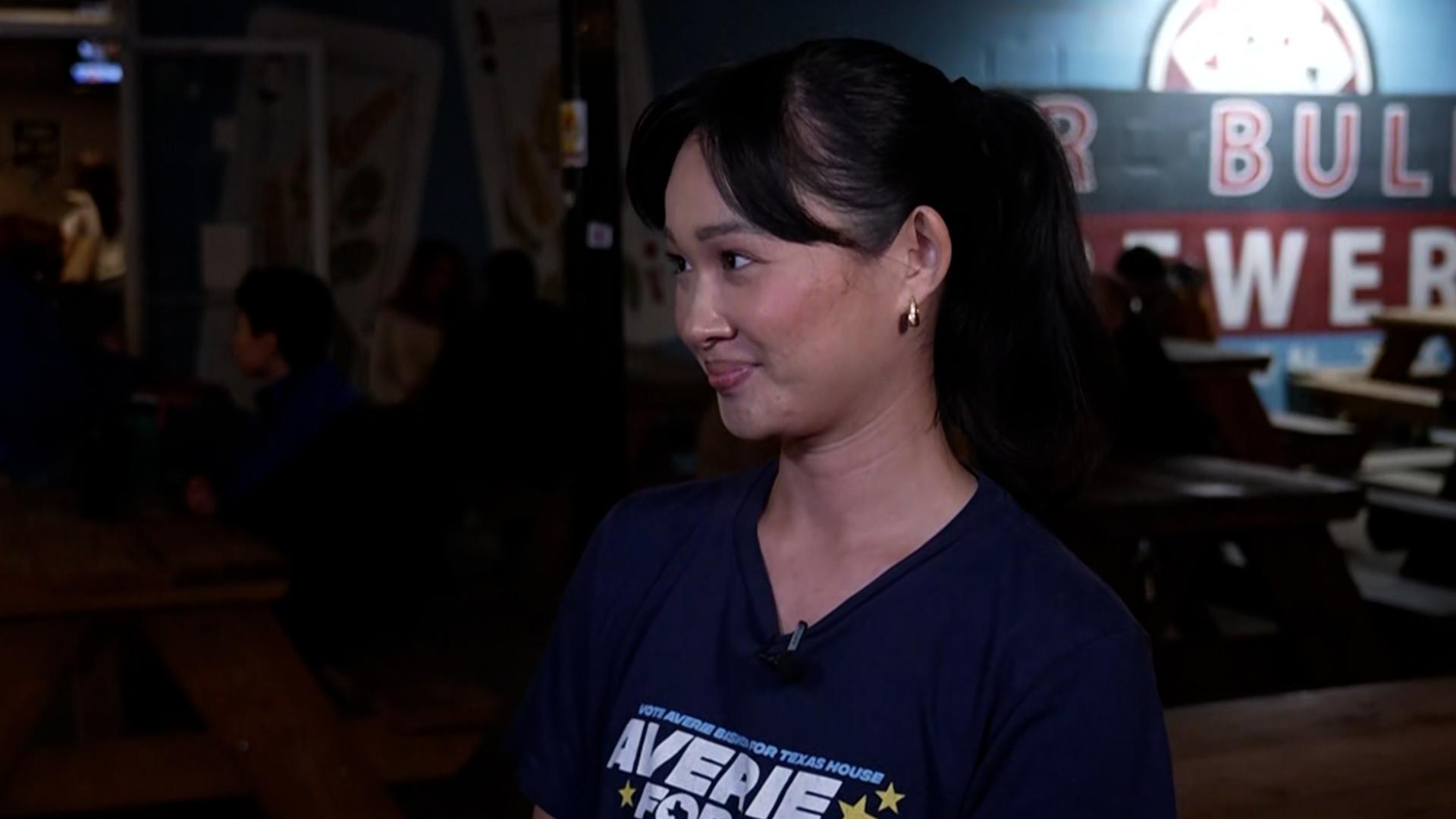 WFAA spoke with Texas House District 112 candidate Averie Bishop from her campaign watch party on Election Day.