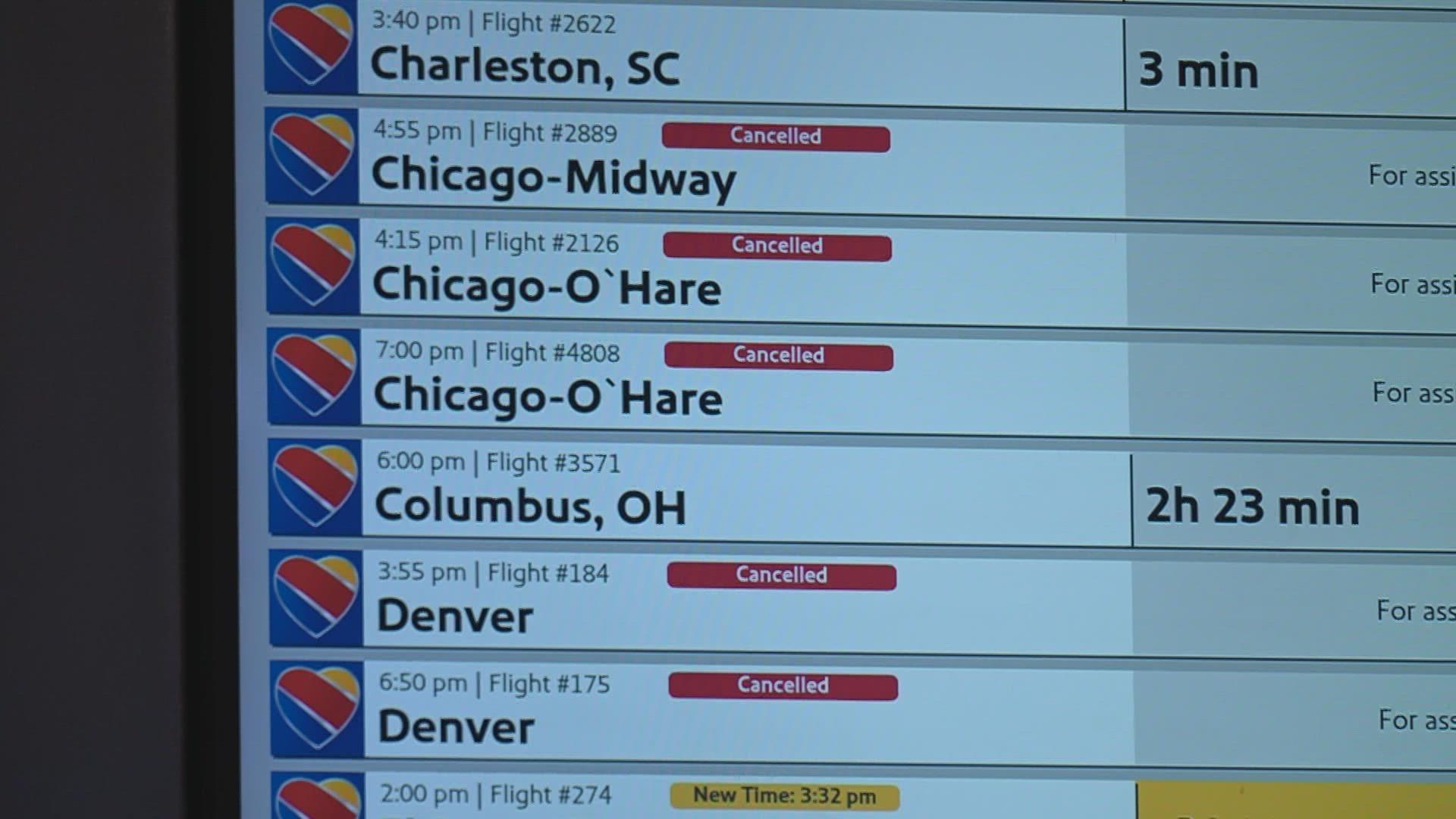 According to FlightAware more than 8,000 domestic flights have been cancelled Friday and roughly 22,000 flights were delayed.
