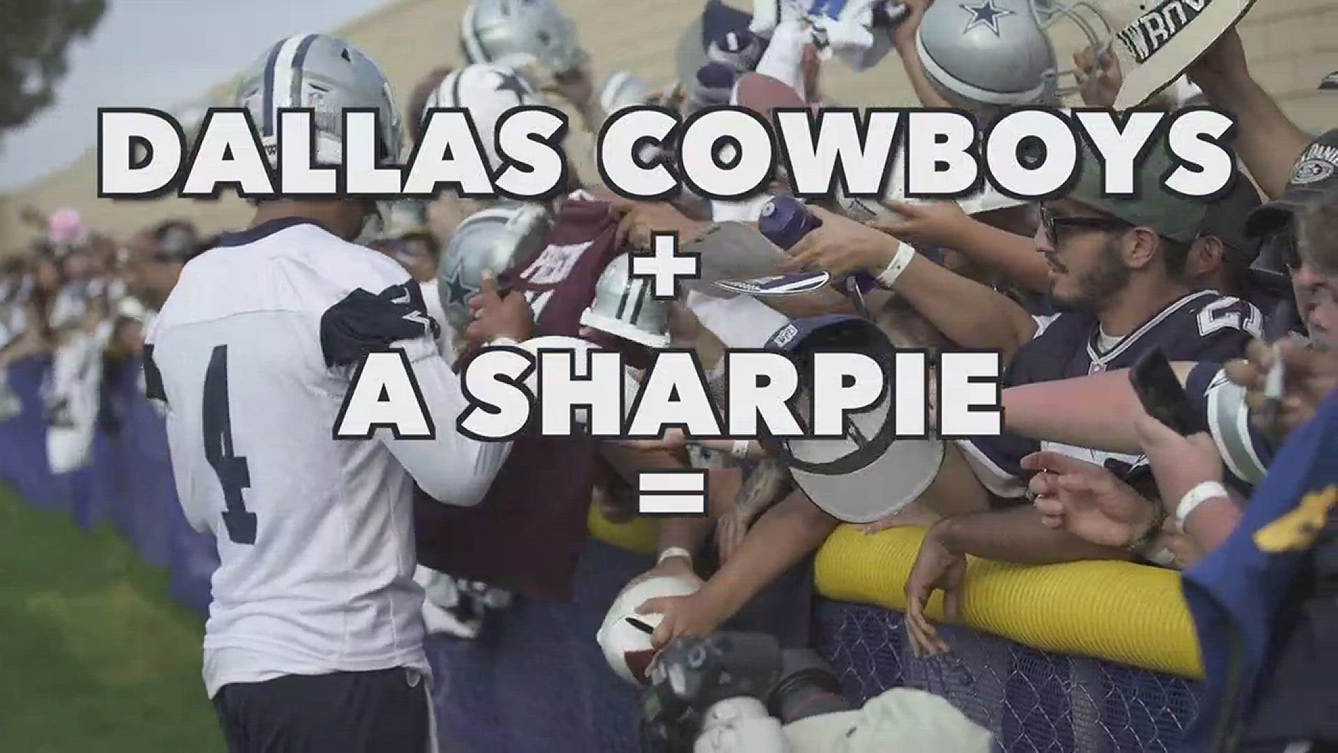 How do you make a group of people go crazy? Give a sharpie to a star Dallas Cowboys player at training camp.