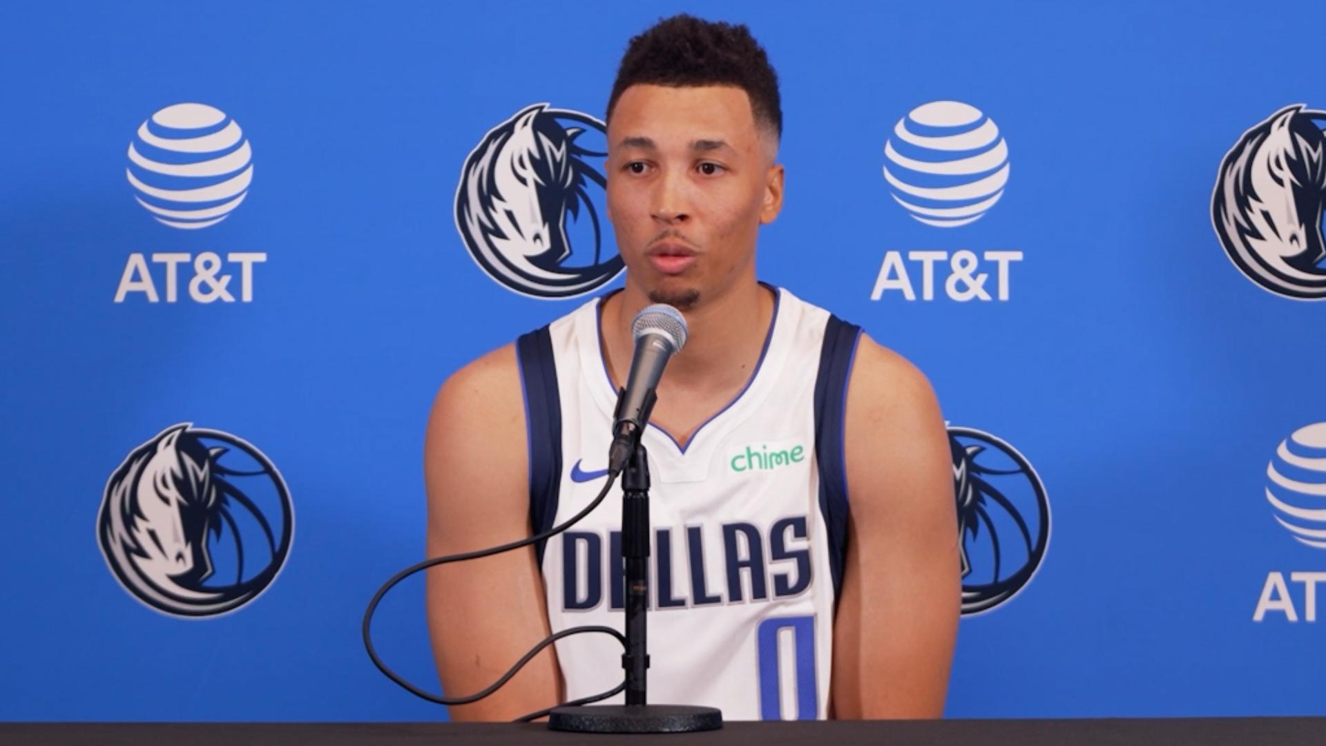 Dallas Mavericks guard Dante Exum spoke to reporters during a press conference at the 2024-25 Media Day.