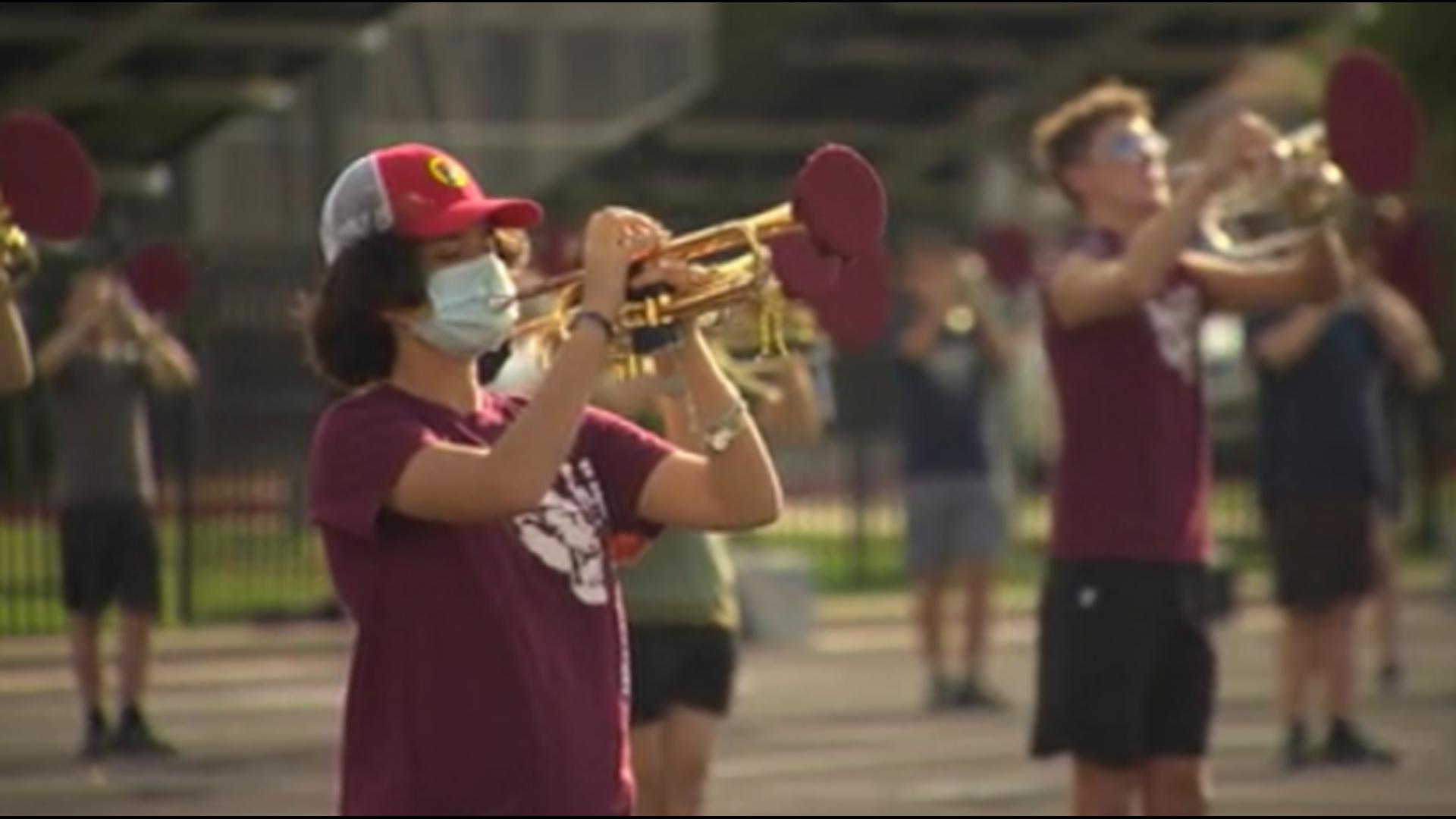Kris Stevenson and 70 other Plano band parents took on the daunting task of making more than 1,000 instrument coverings to help keep students safe.