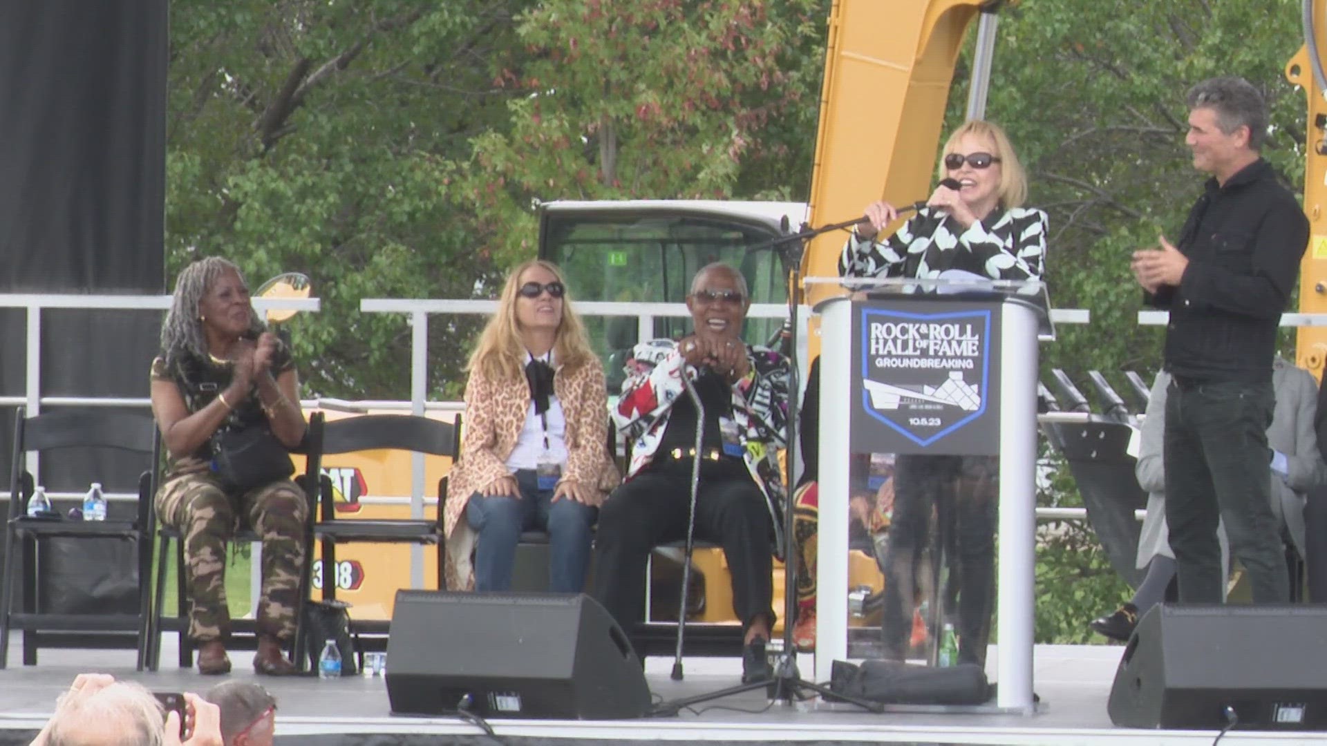 Previous Rock Hall inductees joined Cleveland Mayor Justin Bibb and other area and state political leaders for the groundbreaking ceremony.