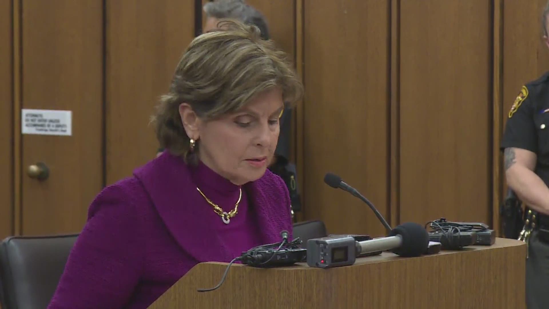 April 13, 2016: Famed lawyer Gloria Allred spoke on behalf of the child's mother and grandmother at the sentencing of Bobby Hernandez in Cleveland.