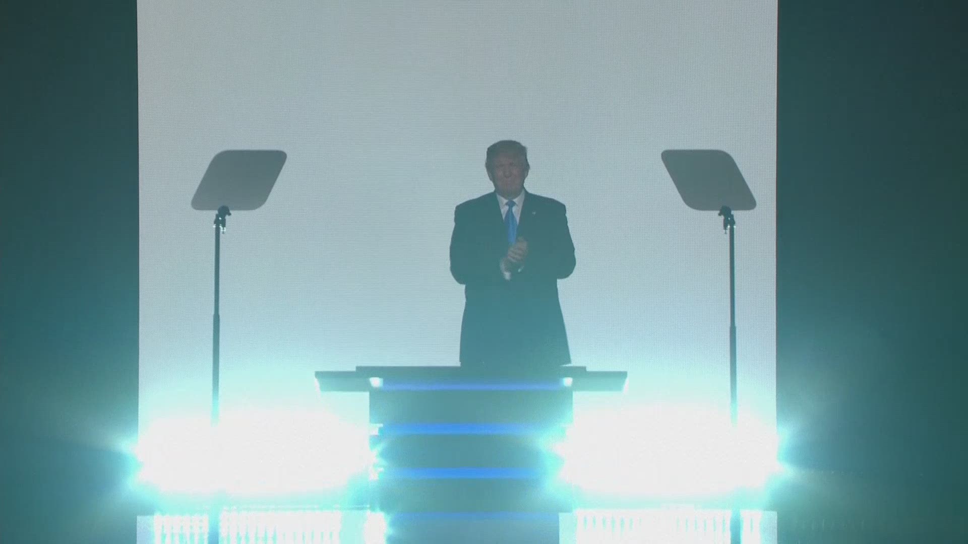 July 18, 2016: Here's the moment Donald Trump appeared on stage at Quicken Loans Arena for the first night of the Republican National Convention.