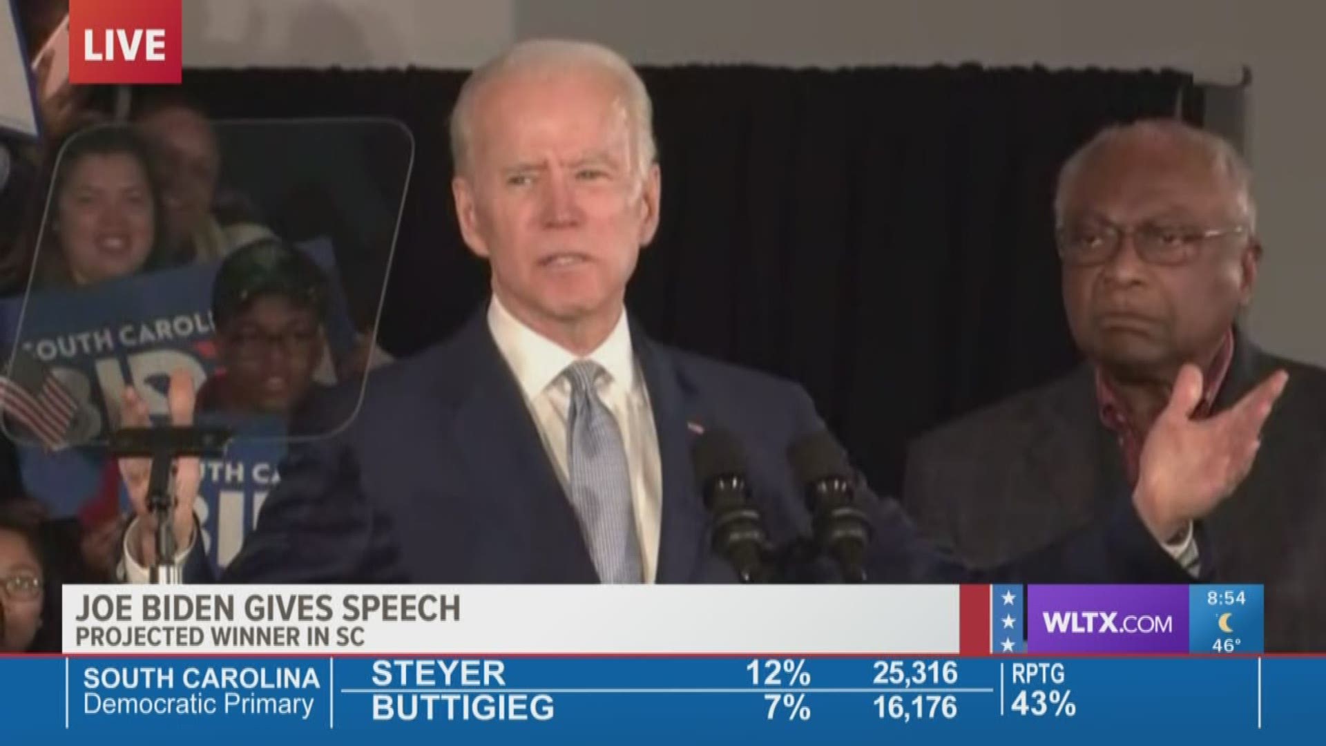 Joe Biden spoke to supporters after his big victory in the South Carolina Democratic Primary.