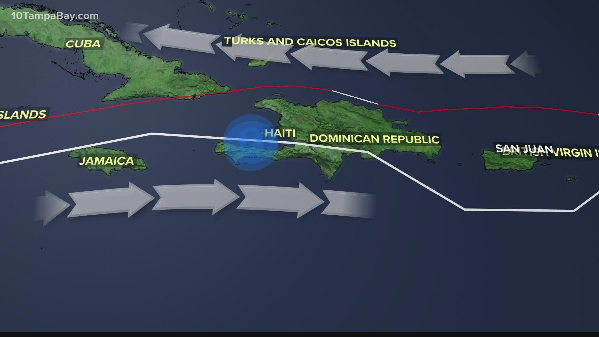 It has to do with the placement of fault lines and tectonic plates. Plus, Haiti doesn't have the resources to rebuild and improve infrastructure.