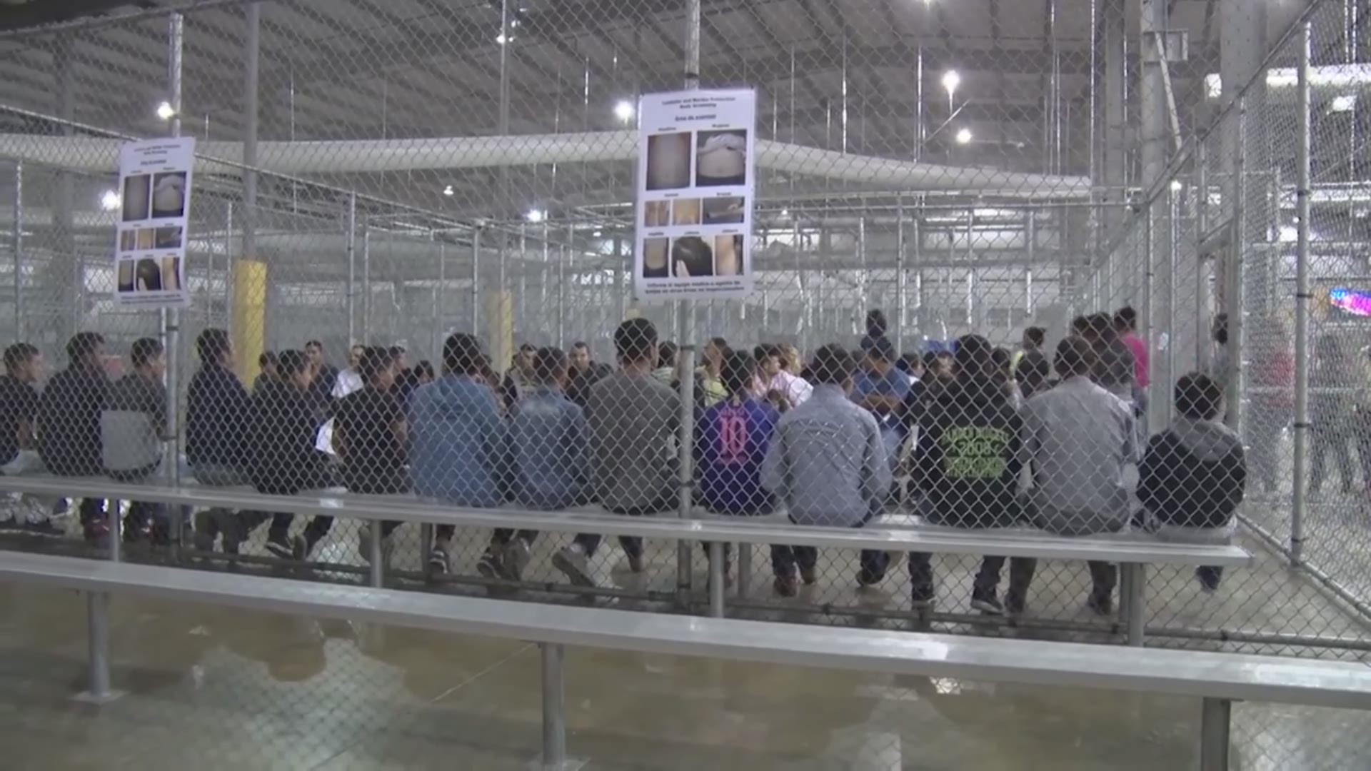 The U.S. Customs and Border Protection Office of Public Affairs released this video from a immigrant processing facility journalists toured Sunday in McAllen, Texas.