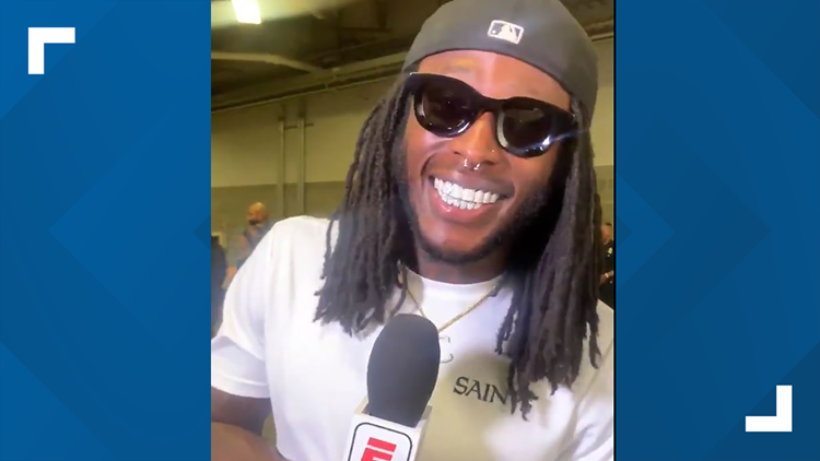 Alvin Kamara Hilariously Imitates Espn Reporter After Big Win Against Seahawks Wfaa Com alvin kamara hilariously imitates espn