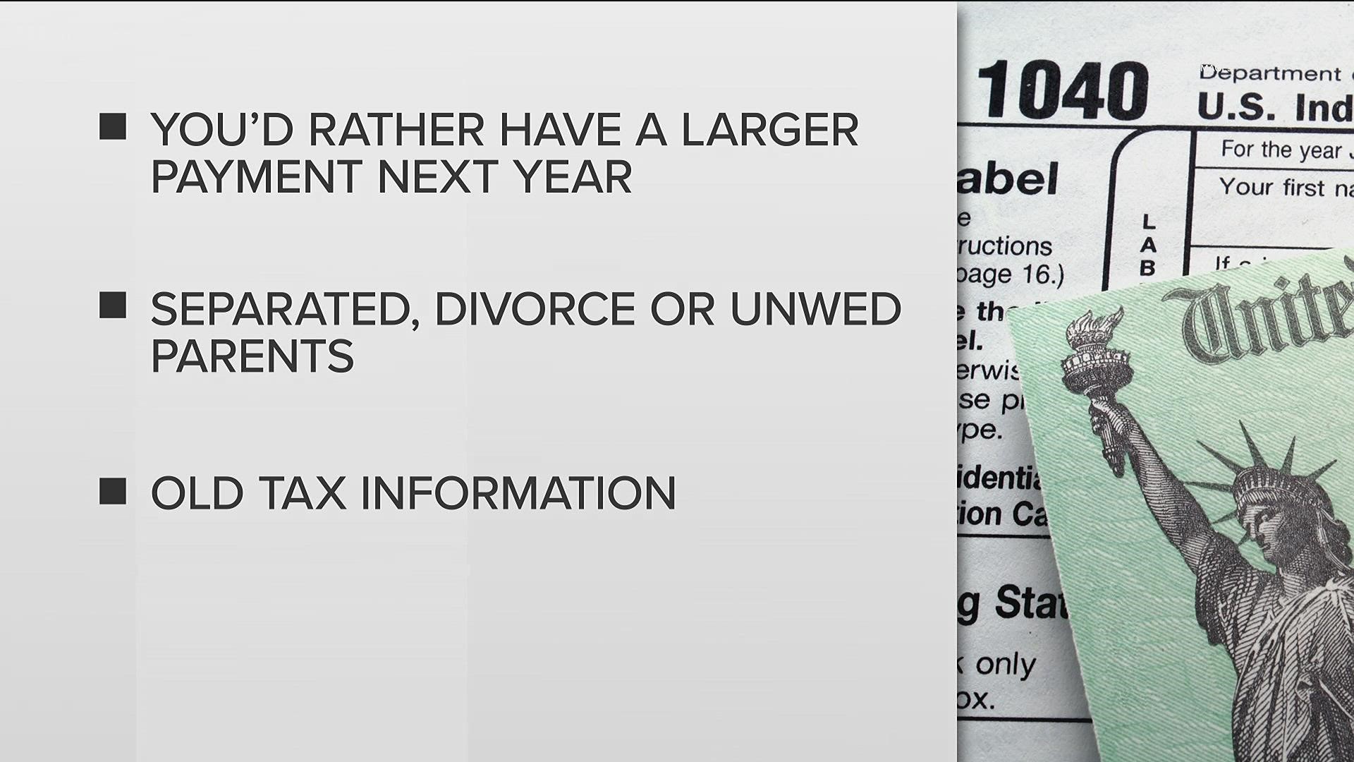 People who got divorced or want to delay their payment to one bulk tax credit may want to opt out.