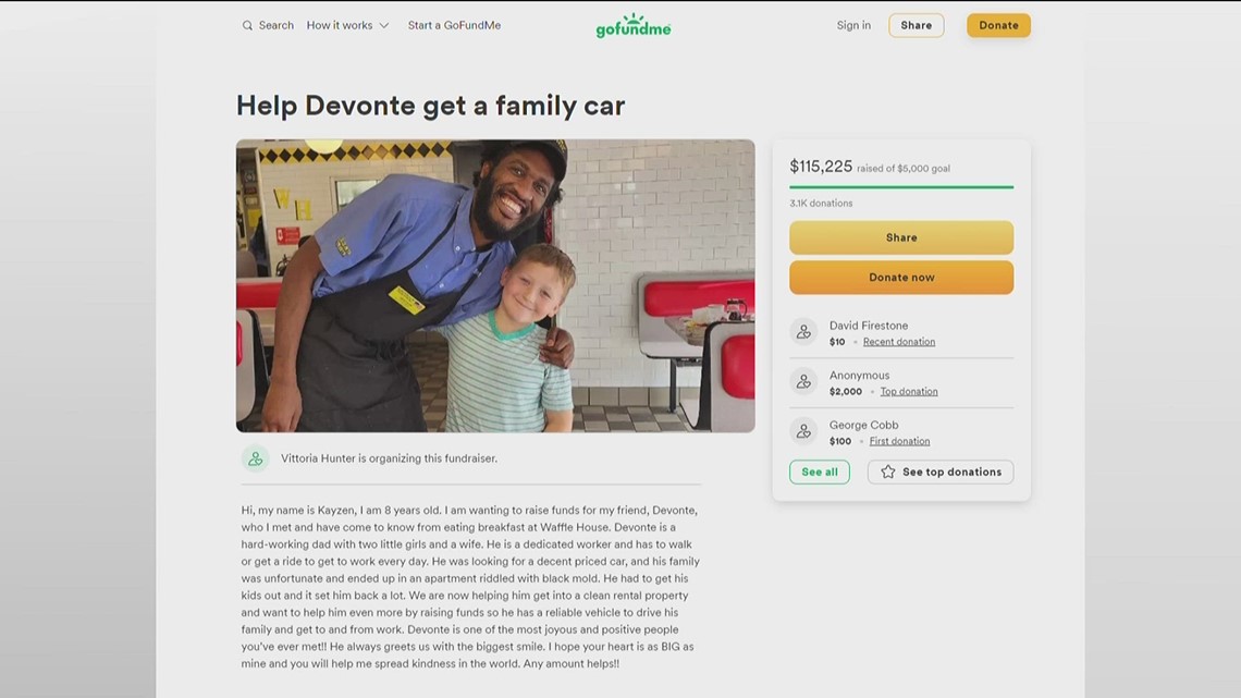 8-year-old raises $113,000 to buy car for Waffle House server - Vimarsana News