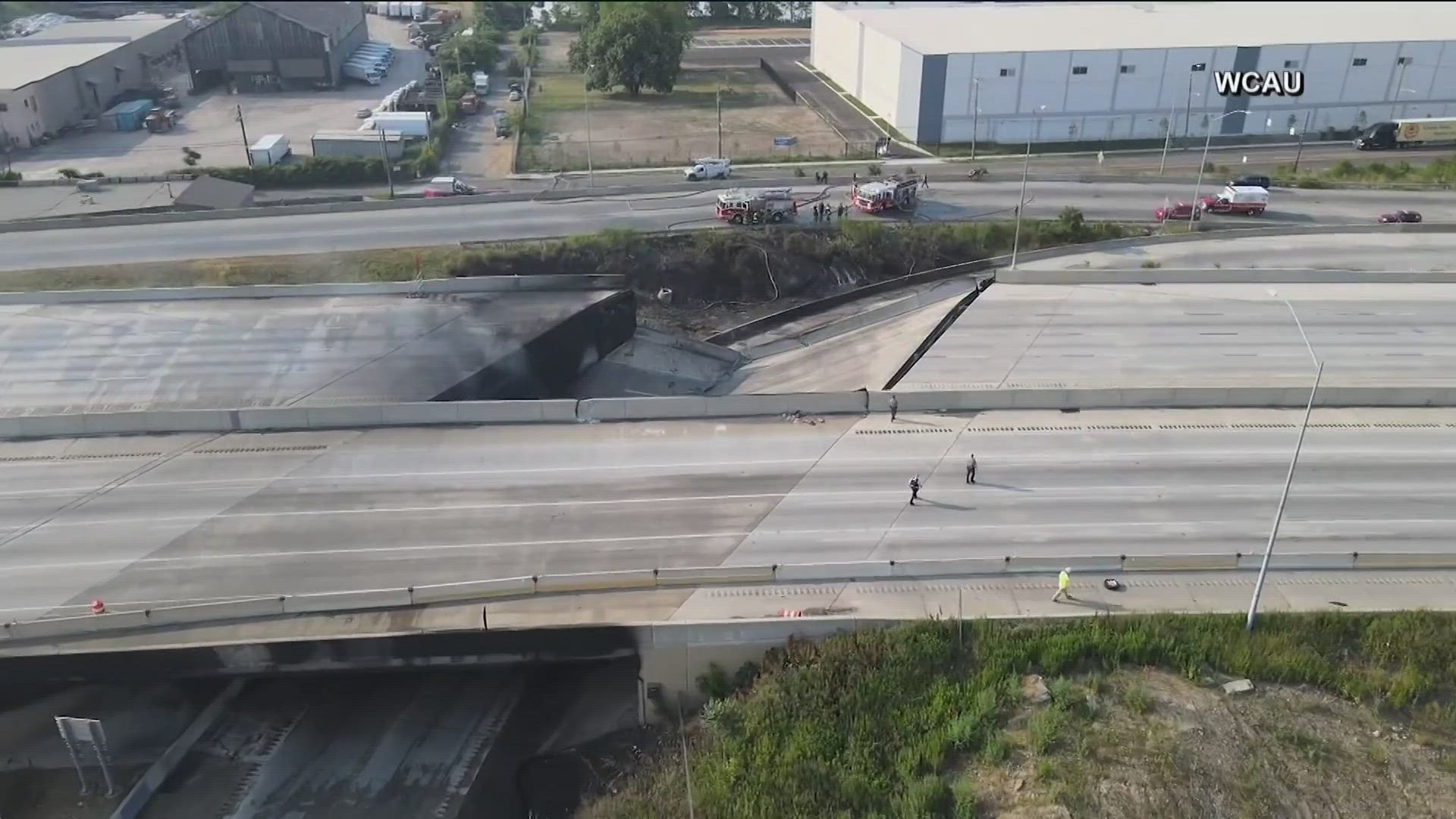 Philadelphia fire officials said the northbound side of I-95 collapsed and the southbound lanes were “compromised” due to heat from the fire.