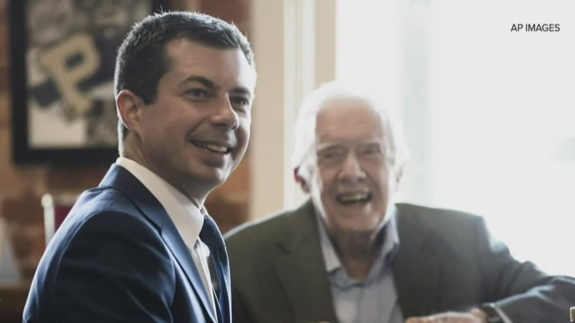 Jimmy and Rosalynn Carter were photographed at the Buffalo Cafe meeting with Pete and Chasten Buttigieg on Sunday.